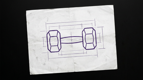 a single, lightweight dumbbell with hexagonal ends to prevent rolling, of the type used in physical therapy for strengthening and rehabilitation exercises