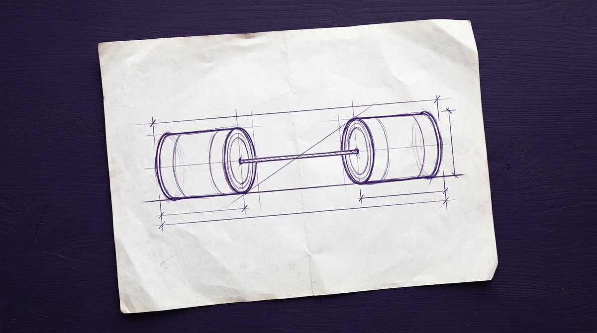 a classic tin can telephone consisting of two open cylindrical metal cans connected by a taut string extending between their bases