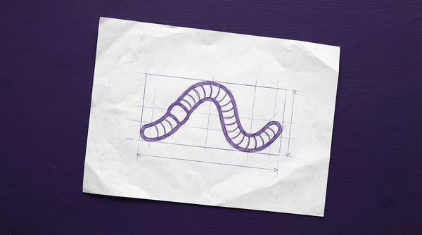 an earthworm, viewed from the side, with visible segmented rings along its body, arching in the middle as if in motion