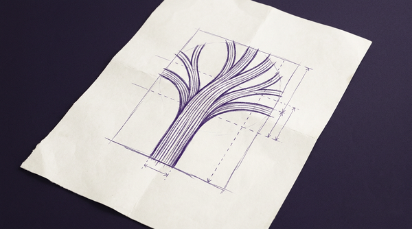 a stylized representation of an axonal white matter tract, depicted as a cohesive bundle of fine, parallel fibers that curve and fan out from a consolidated trunk into multiple diverging pathways