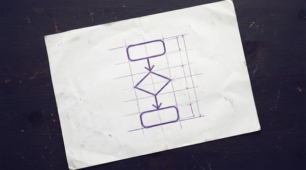 a simple, vertically-oriented flowchart diagram, consisting of three distinct geometric shapes connected in sequence by two downward-pointing arrows, where the top shape is a rounded rectangle, the middle shape is a diamond, and the bottom shape is another rounded rectangle