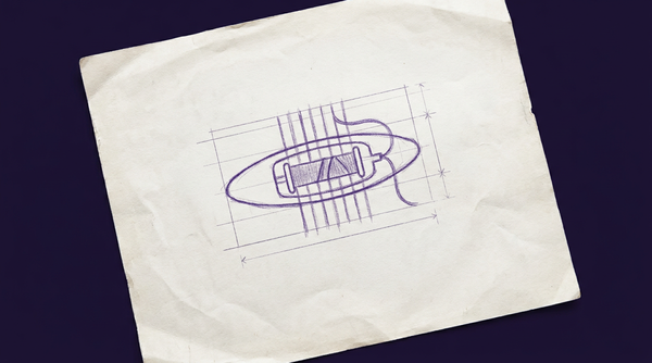 a boat-shaped weaving shuttle, viewed from above, carrying a spool of thread as it interlaces a single weft thread horizontally through a set of vertical warp threads