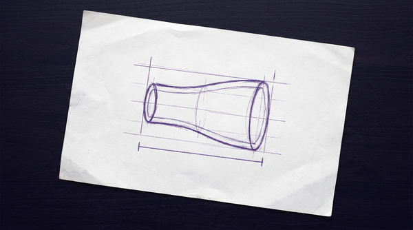 a single, simplified segment of a biological blood vessel, viewed from the side, depicted as a short, hollow tube that smoothly transitions from a narrow internal diameter at one end to a wider internal diameter at the other, illustrating the concept of vasodilation