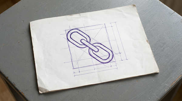 a single link from a metal chain, oriented diagonally
