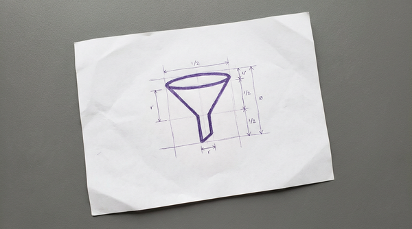 a simple cone-shaped funnel, viewed in profile, with a wide opening at the top and a narrow tube extending from the bottom