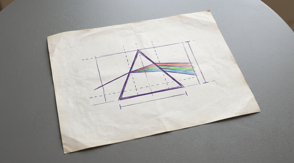 a triangular glass prism resting on one of its rectangular faces, refracting a single beam of light into three distinct, separate colored beams