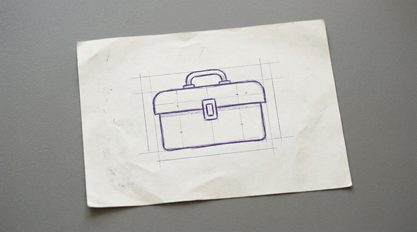 a closed, portable toolbox with a single latch on the front and a centered, top-mounted carrying handle