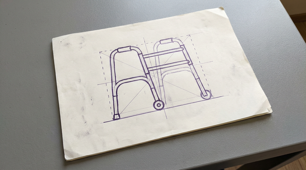 a four-legged mobility walker frame