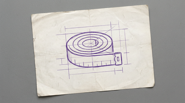 a flexible body measuring tape, coiled into a flat spiral with the metal end tab visible on the outside