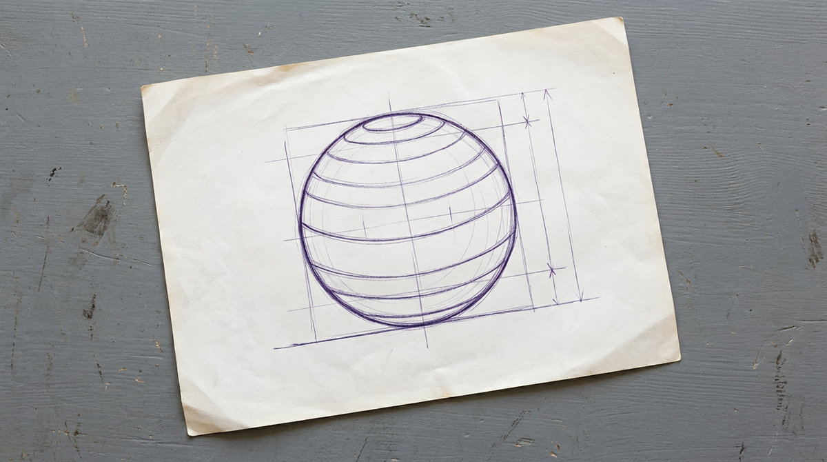 a large spherical exercise stability ball featuring subtle horizontal ribbed lines encircling its surface